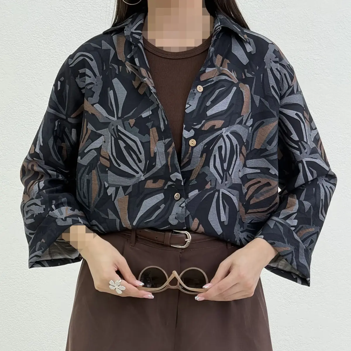 شومیز زنانه طرحدار آستین دوبل | آی بولک
