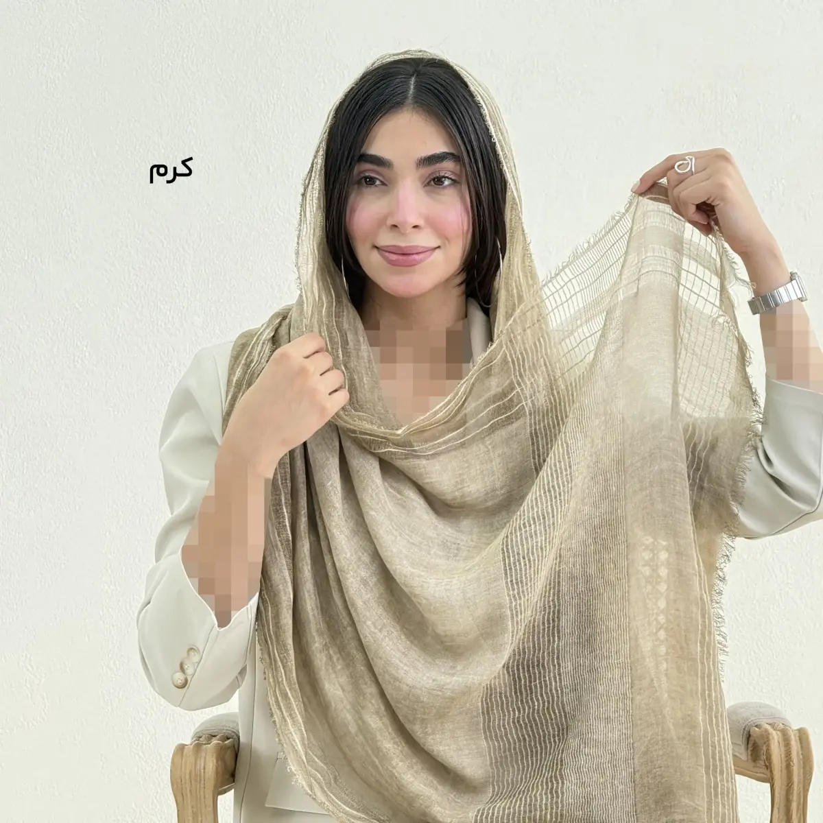 شال زنانه لینن دور ریش | آی بولک