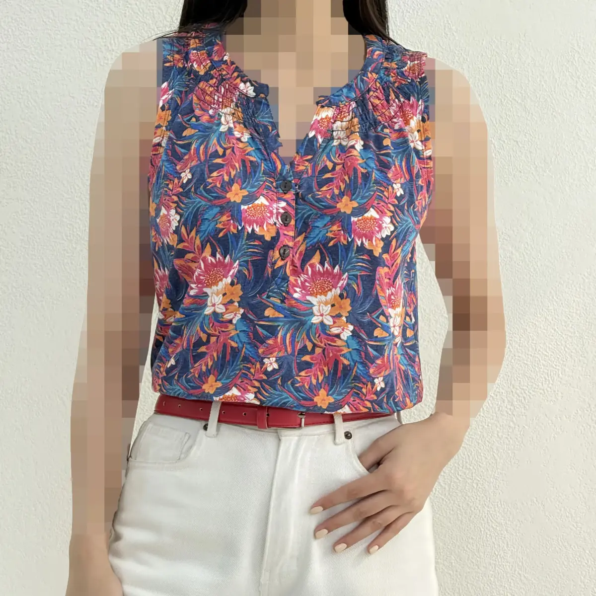 تاپ زنانه حلقه ای میکس سه دکمه | آی بولک