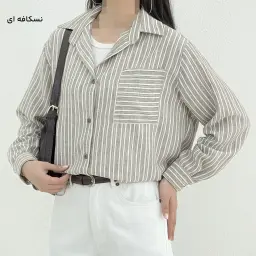 شومیز زنانه لینن راه راه | آی بولک