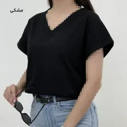 تیشرت زنانه  یقه هفت رنگی | آی بولک