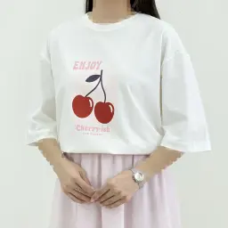 تیشرت زنانه باکسی cherry | آی بولک