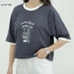 تیشرت کراپ زنانه طرح پنگوئن | آی بولک