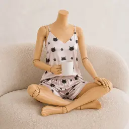 ست ساتن تاپ و شورتک راحتی زنانه | آی بولک
