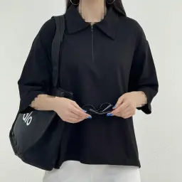 پولوشرت زنانه باکسی زیپ دار | آی بولک