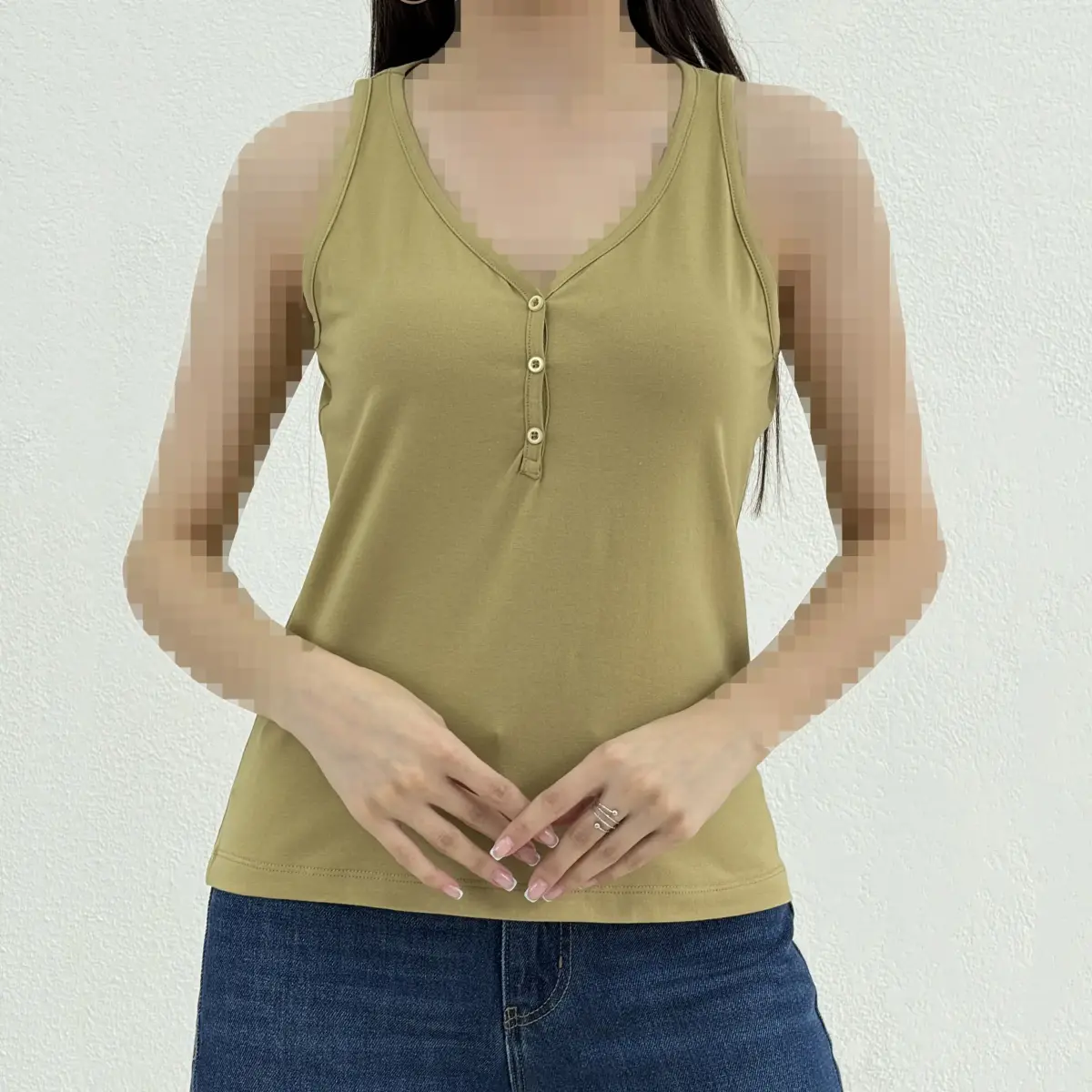 تاپ زنانه بیسیک جلو دکمه | آی بولک