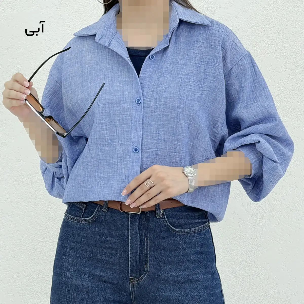 شومیز زنانه لینن اسلپ یقه مردانه | آی بولک