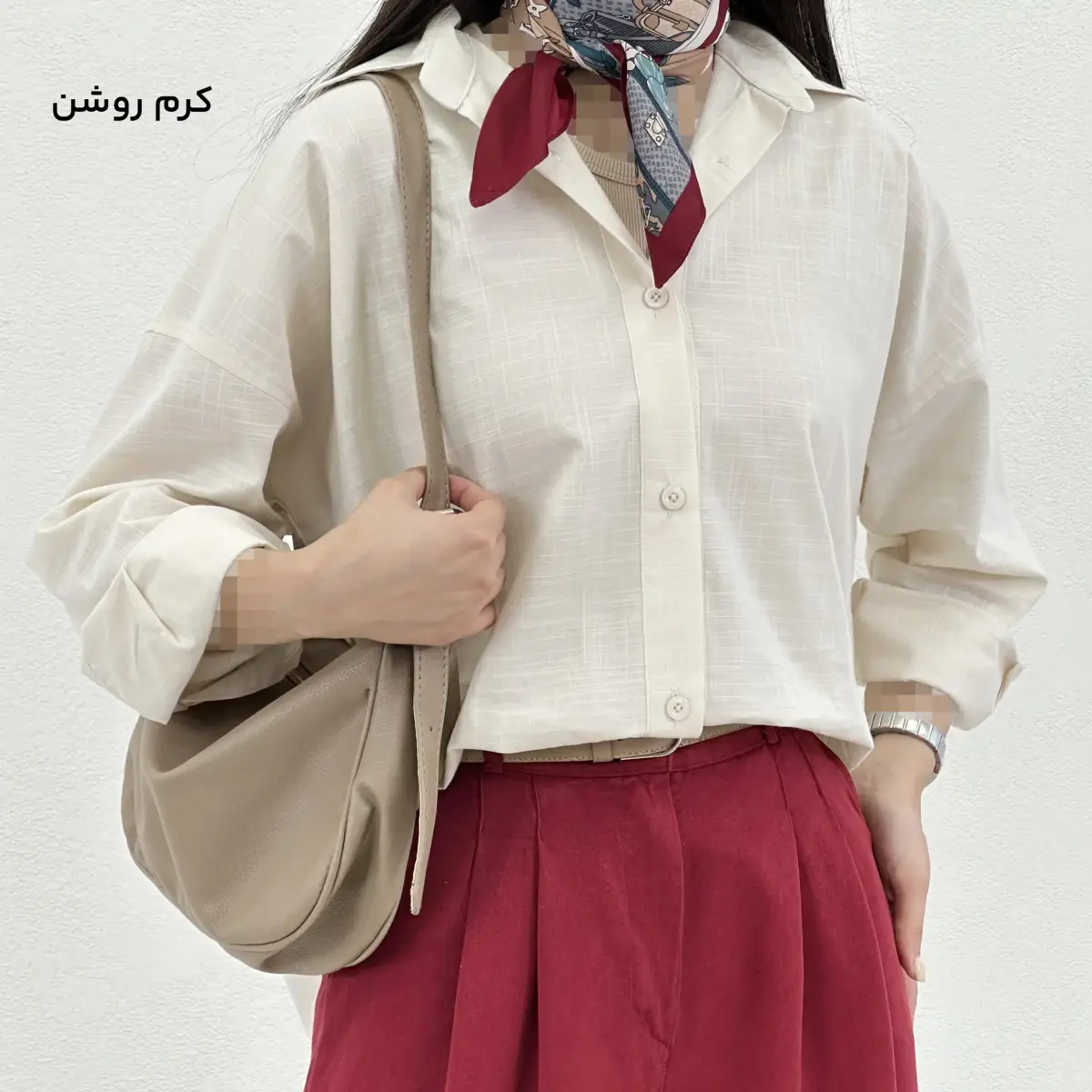 شومیز زنانه لینن آستین سه دکمه | آی بولک