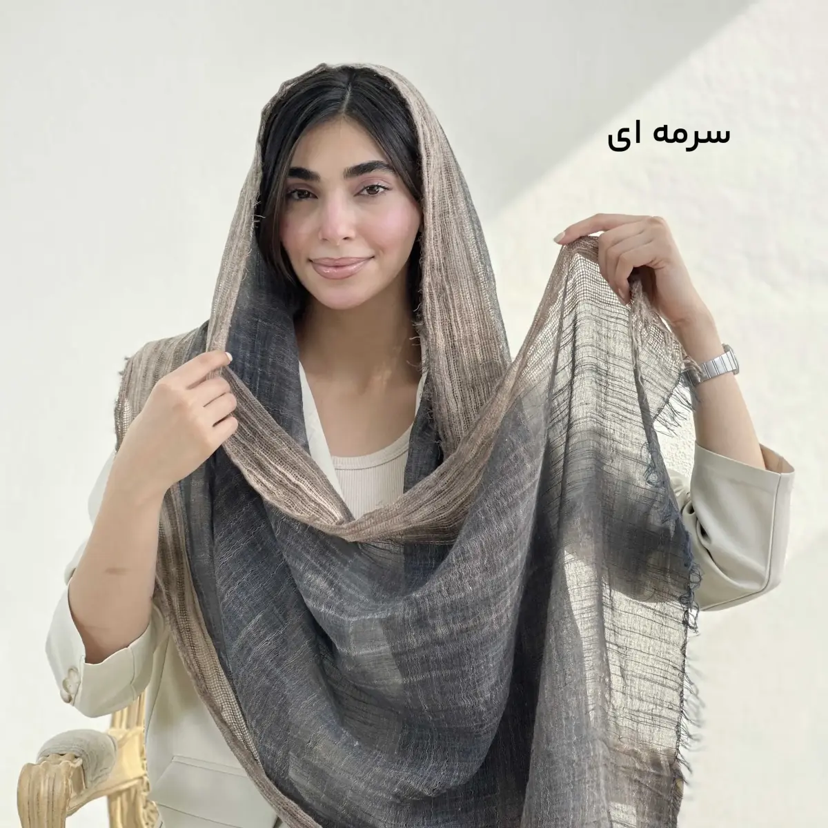 شال زنانه لینن حصیری مادمازل | آی بولک