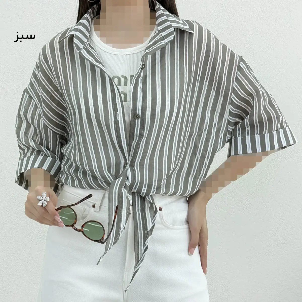 شومیز زنانه دو تیکه پری جلو گره ای | آی بولک