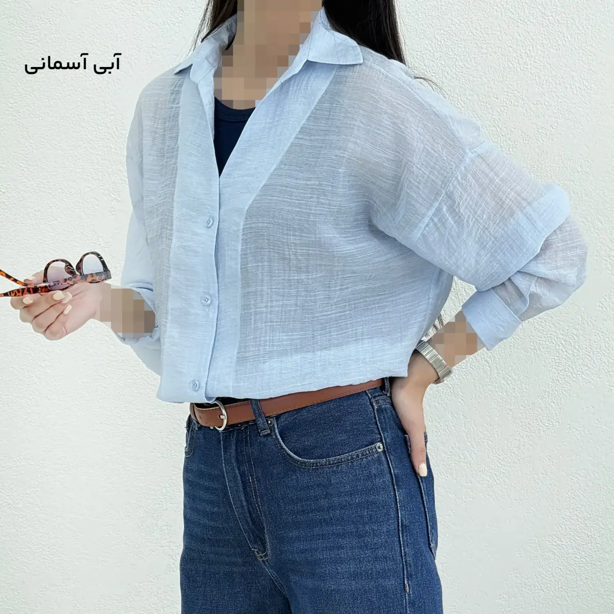 شومیز زنانه شیشه ای یقه مردانه | آی بولک