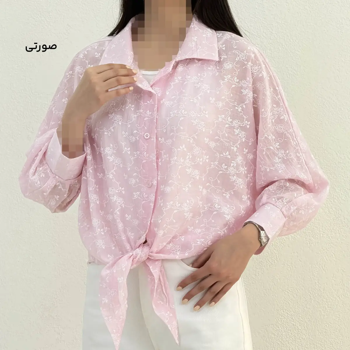 شومیز زنانه گره ای طرح گل | آی بولک