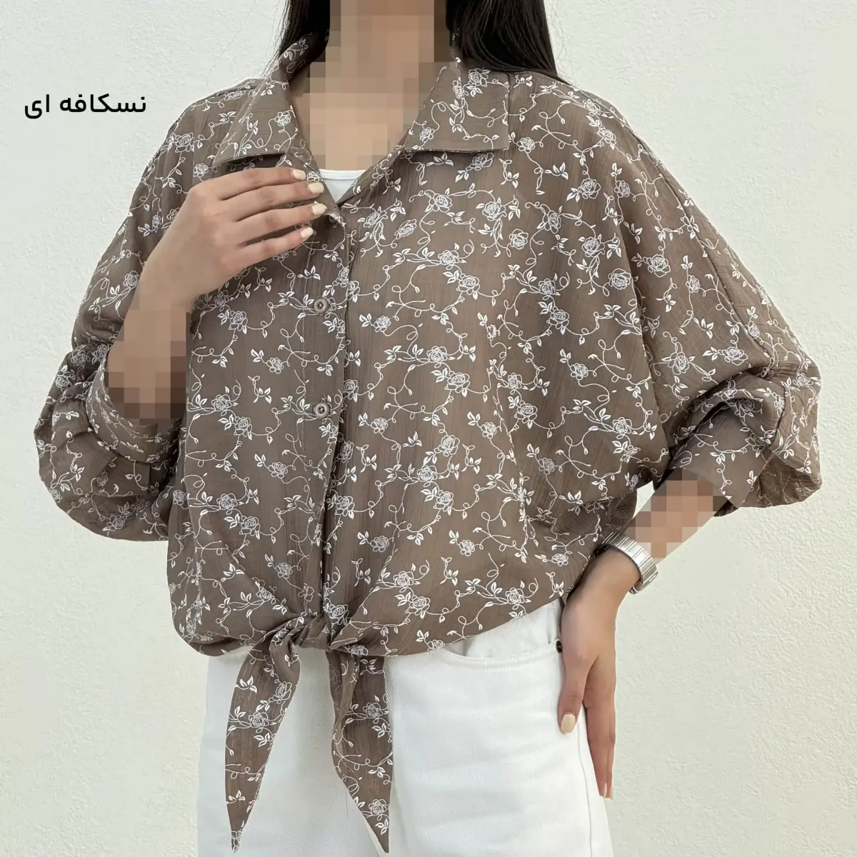 شومیز زنانه گره ای طرح گل | آی بولک