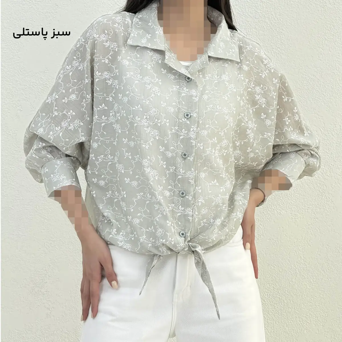 شومیز زنانه گره ای طرح گل | آی بولک