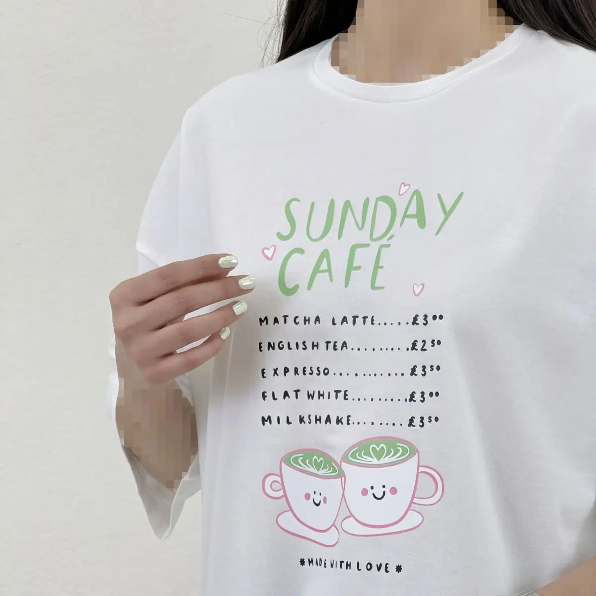 تیشرت زنانه باکسی سفید cafe | آی بولک