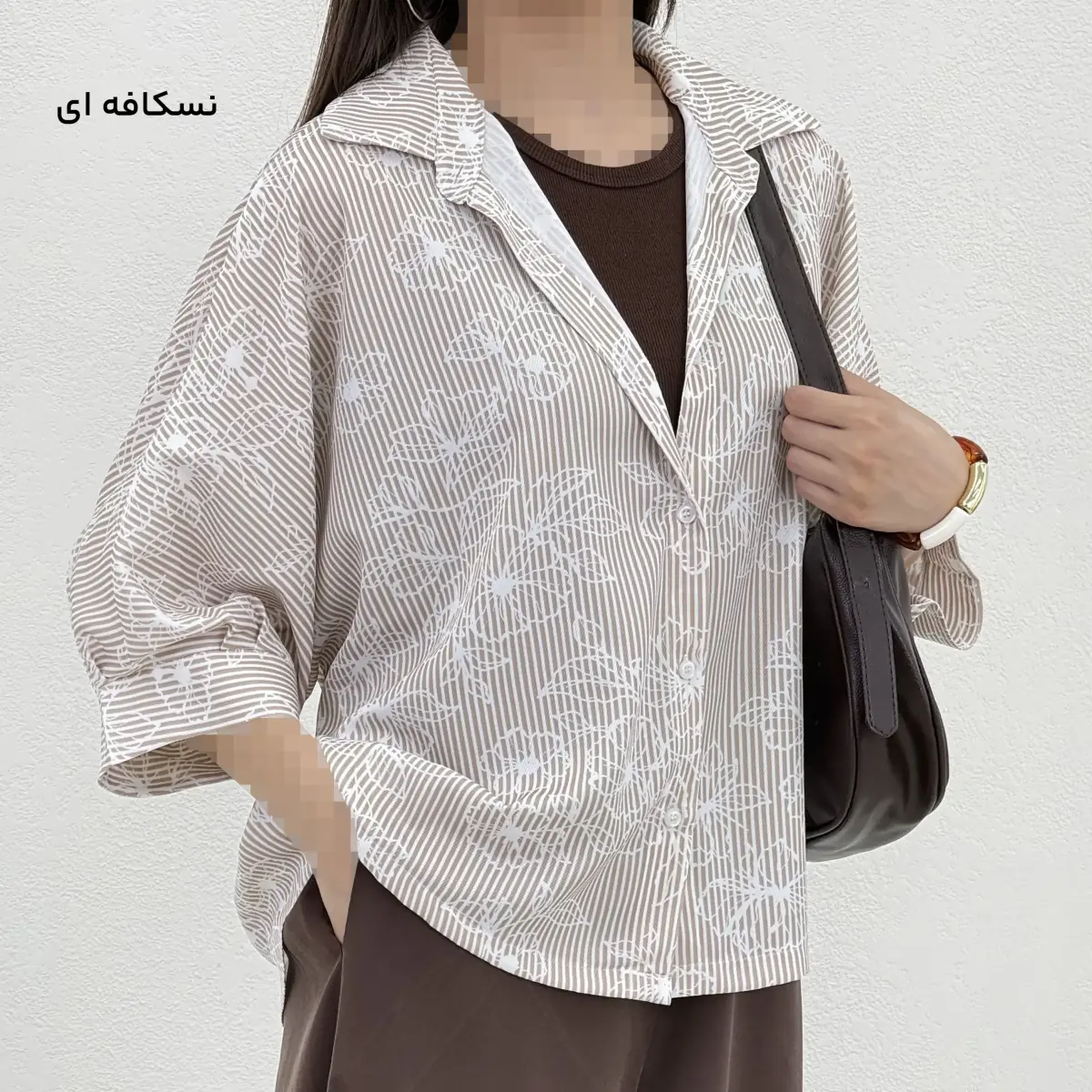 شومیز زنانه راه راه طرح گل | آی بولک
