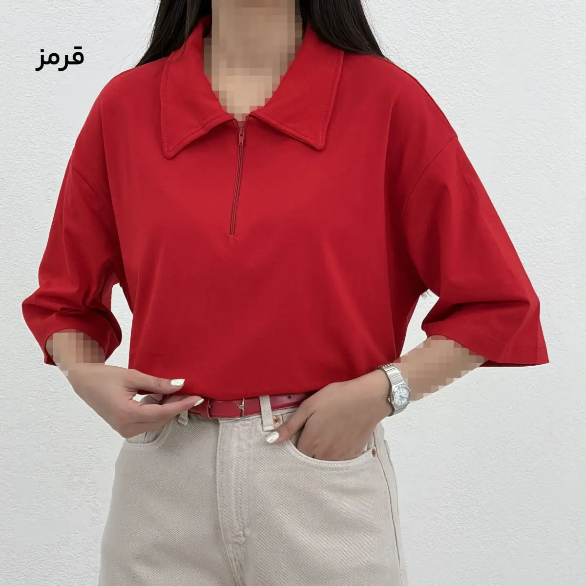 پولوشرت زنانه باکسی زیپ دار | آی بولک
