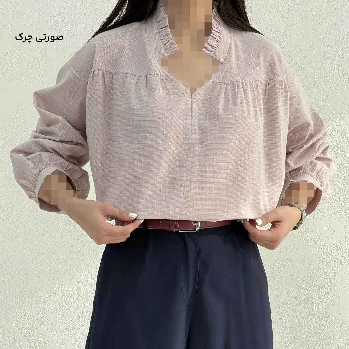 تونیک زنانه لینن یقه‌ چین | آی بولک