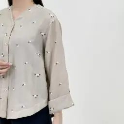 شومیز زنانه گلدوزی آستین دوبل | آی بولک