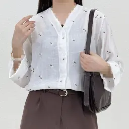 شومیز زنانه گلدوزی آستین دوبل | آی بولک