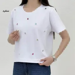 تیشرت زنانه یقه گرد سنگ دوزی | آی بولک