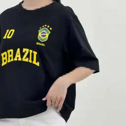 تیشرت زنانه یقه گرد BRASIL | آی بولک
