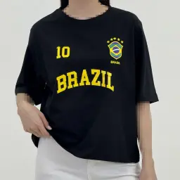 تیشرت زنانه یقه گرد BRASIL | آی بولک