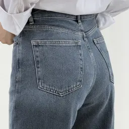 شلوار جین نیم بگ طوسی آبی | آی بولک