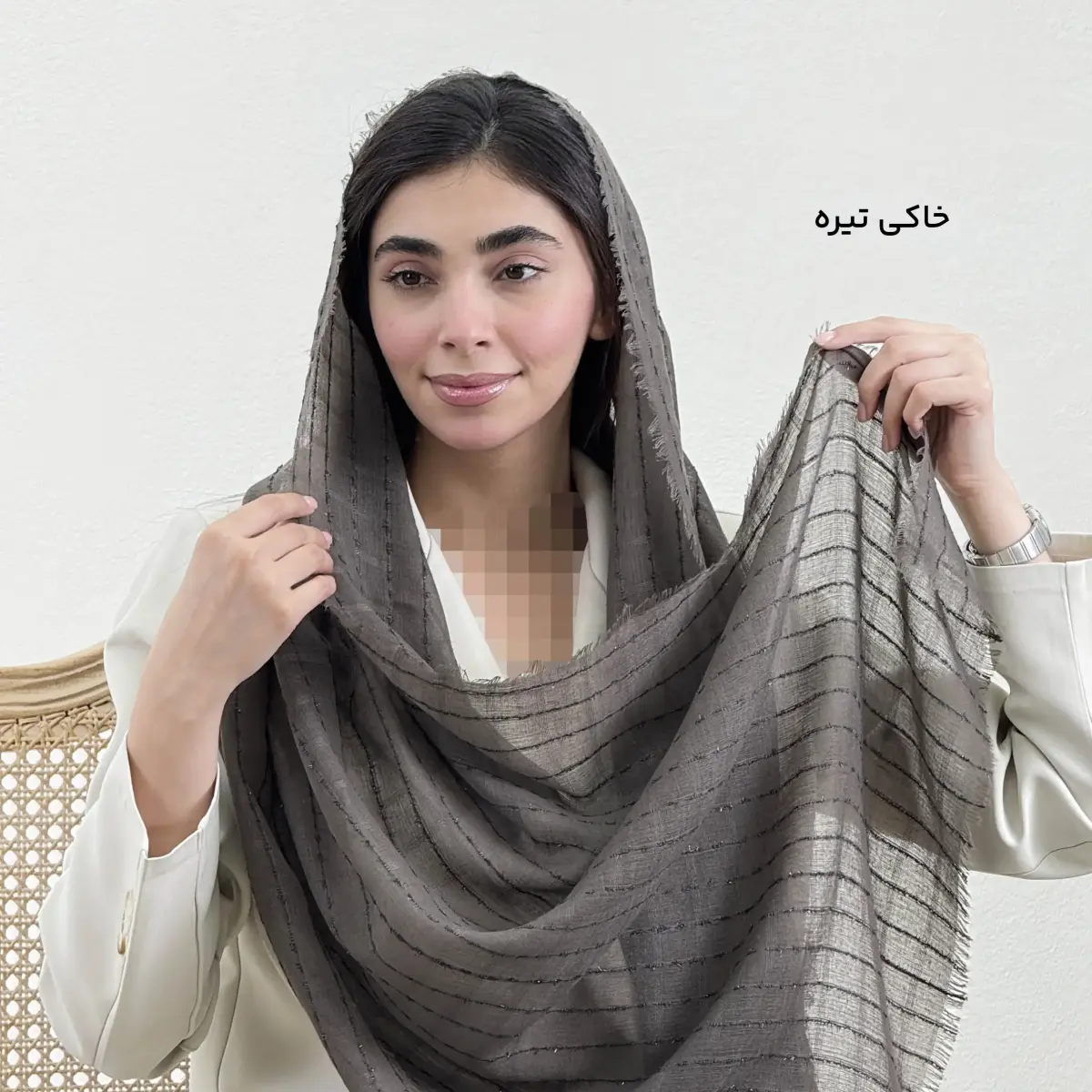 شال زنانه نخی رگه شاین دار | آی بولک