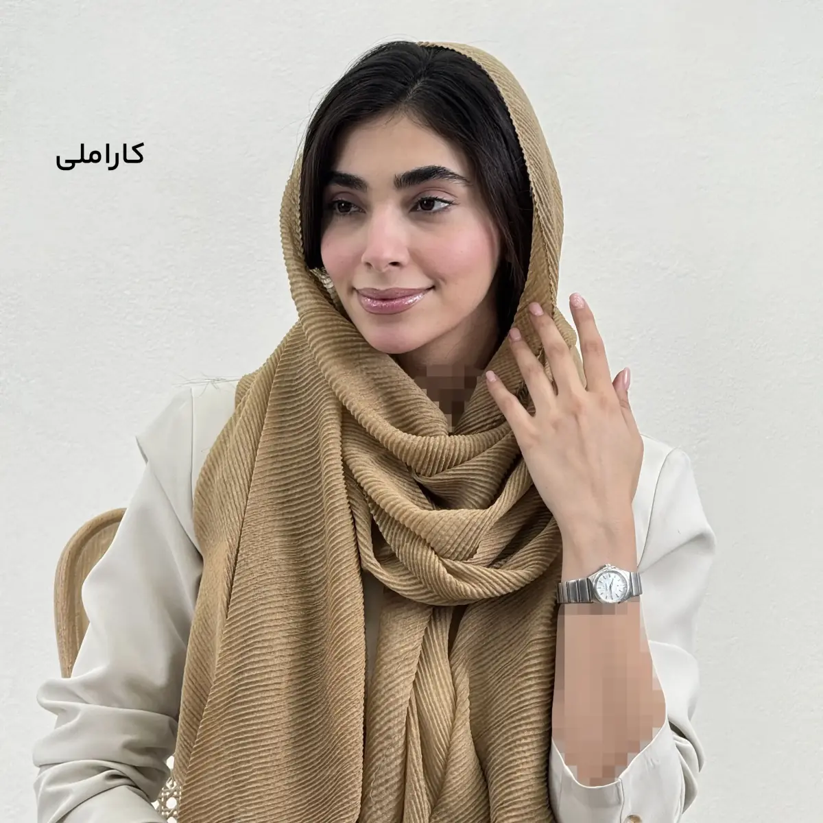 شال زنانه پلیسه کارملا | آی بولک