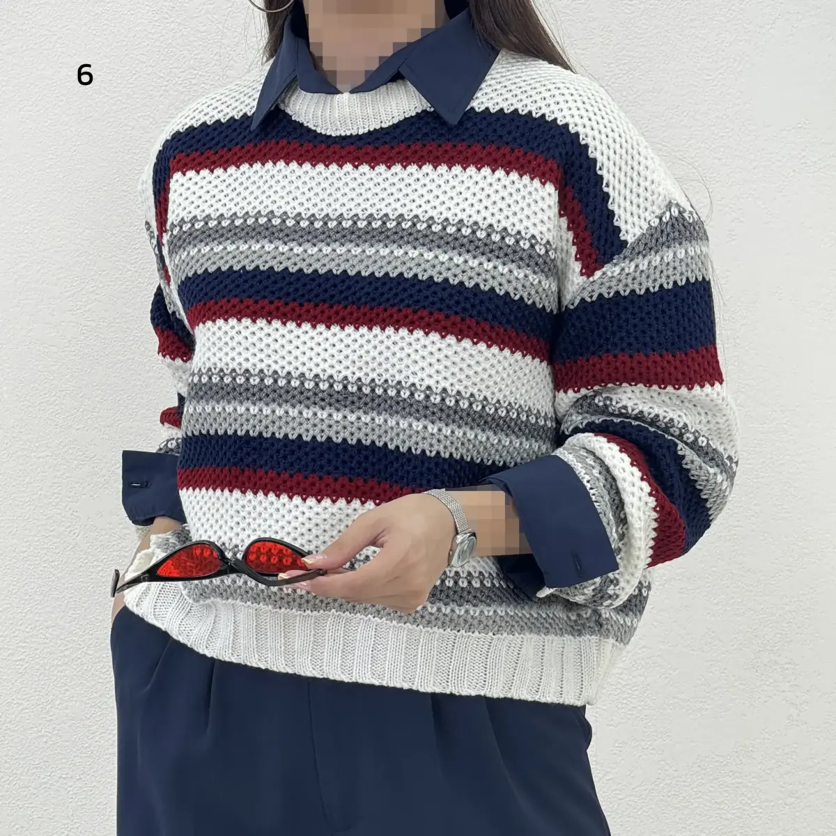 پلیور بافت زنانه راه راه | آی بولک