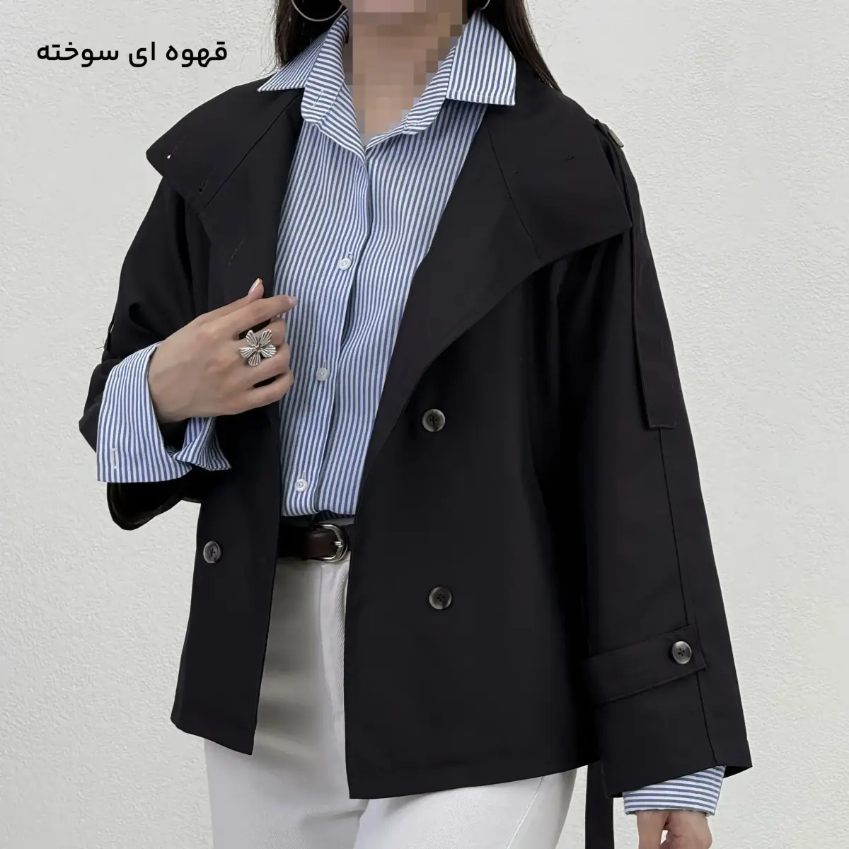 ترنچ کت زنانه کمربند دار کتان | آی بولک