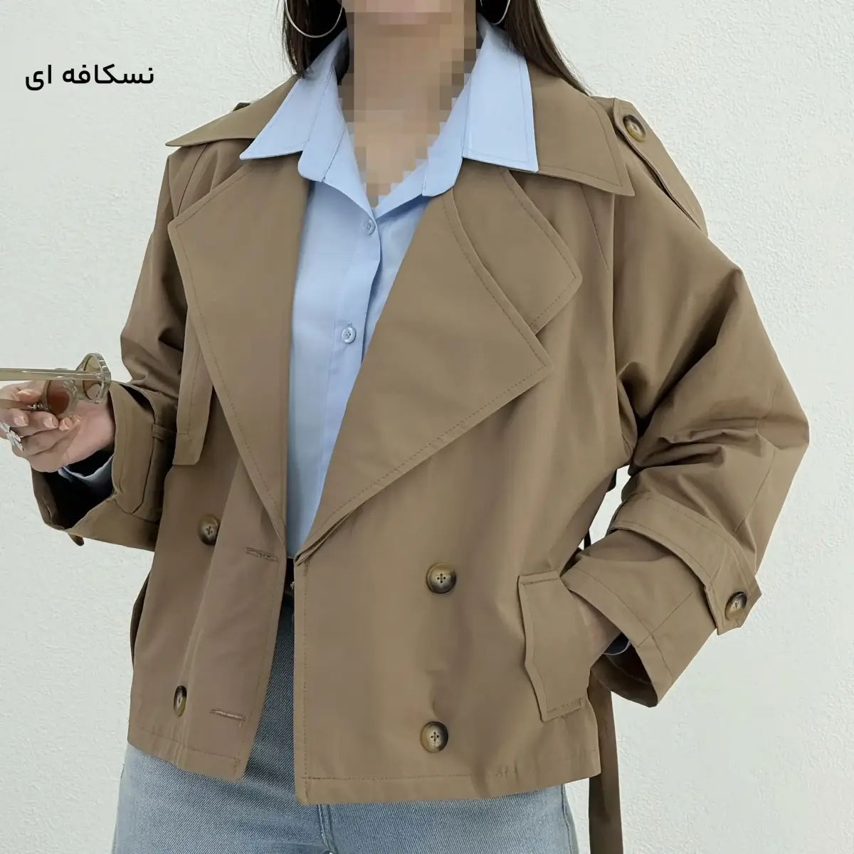 ترنچ کت کوتاه زنانه کتان | آی بولک