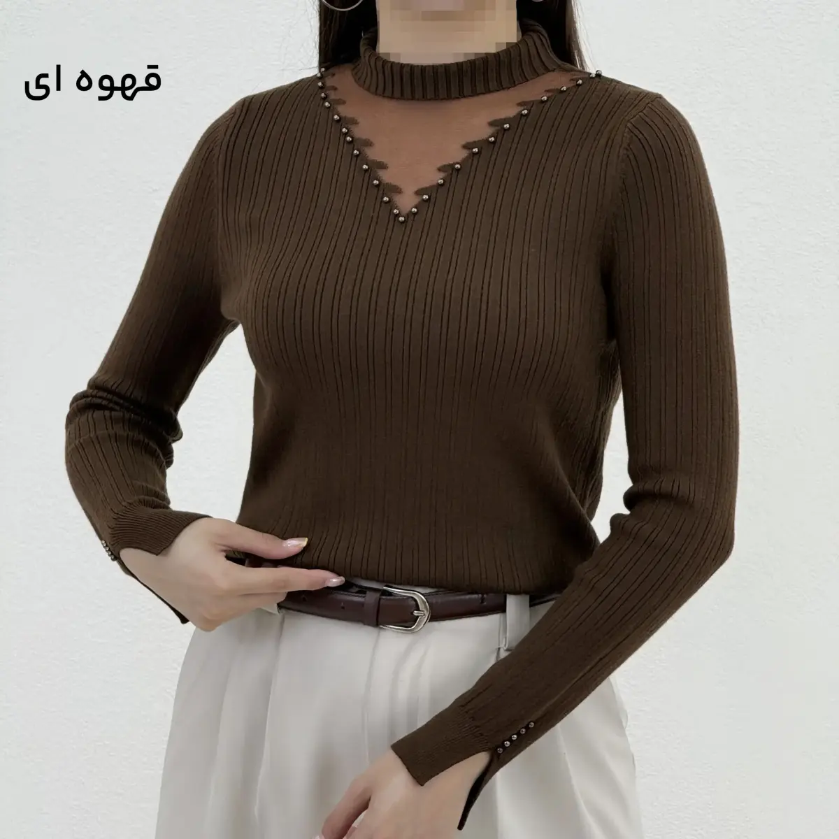 بلوز بافت زنانه جلو مروارید | آی بولک