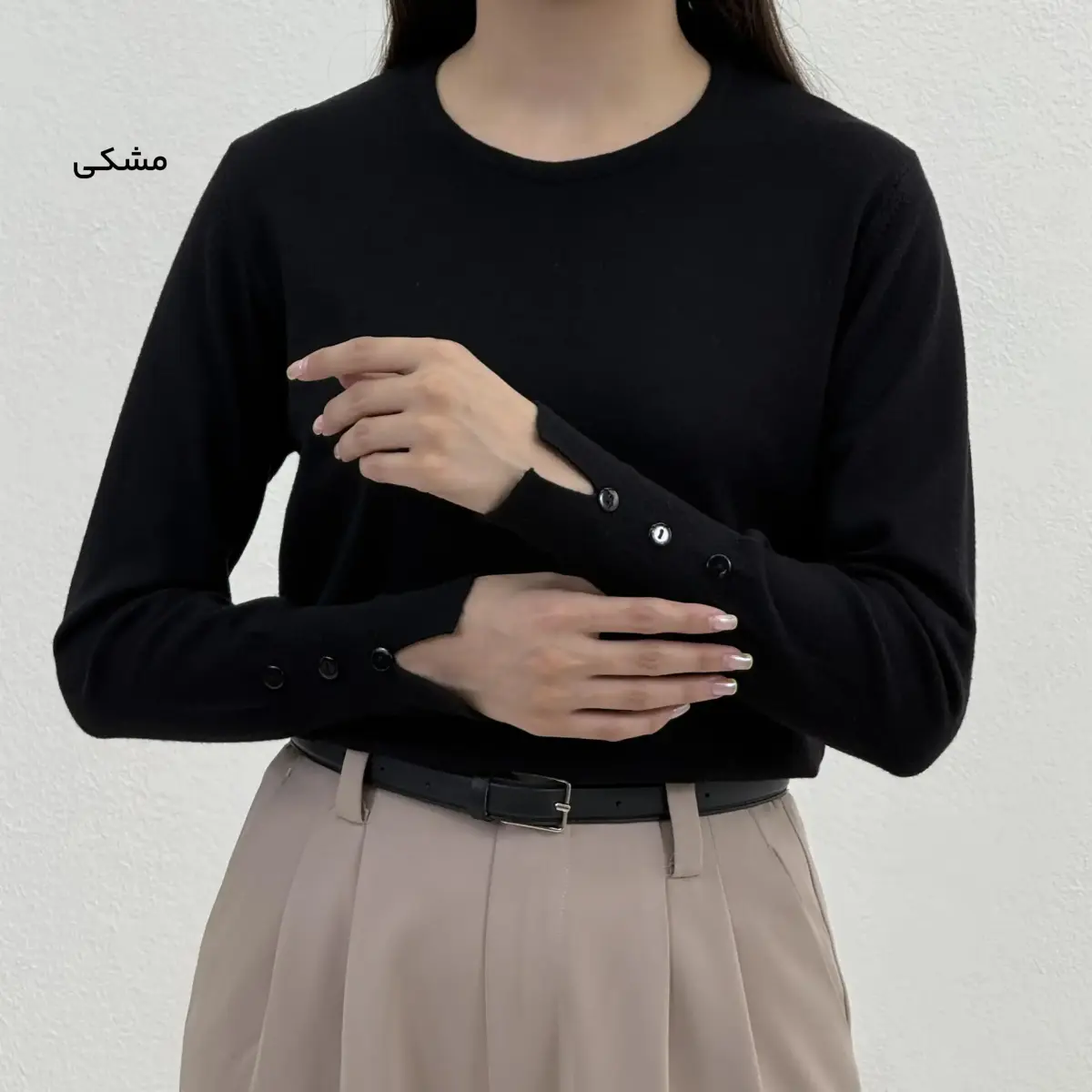 بلوز زنانه بافت یقه گرد بیسیک| آی بولک