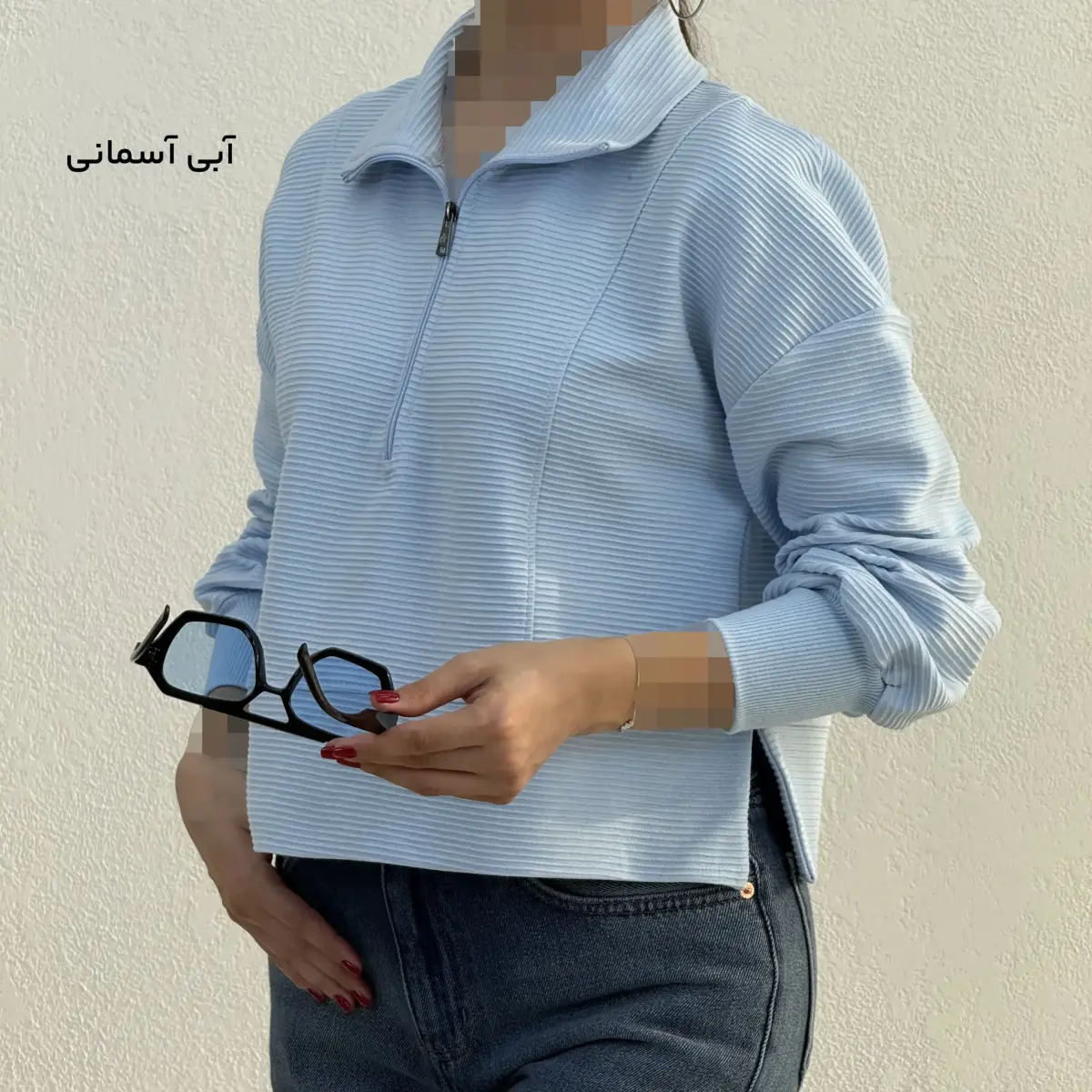 بلوز زنانه نیم زیپ کرکره ای | آی بولک