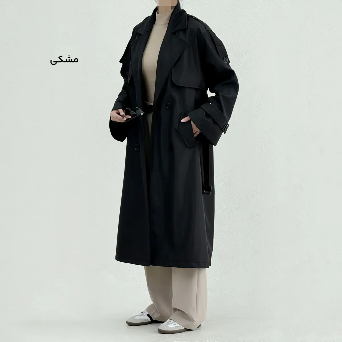 ترنچ کت بلند زنانه کمربند دار | آی بولک