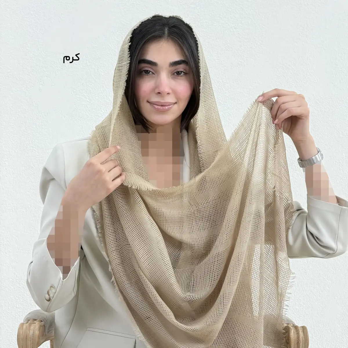 شال زنانه لینن حصیری | آی بولک