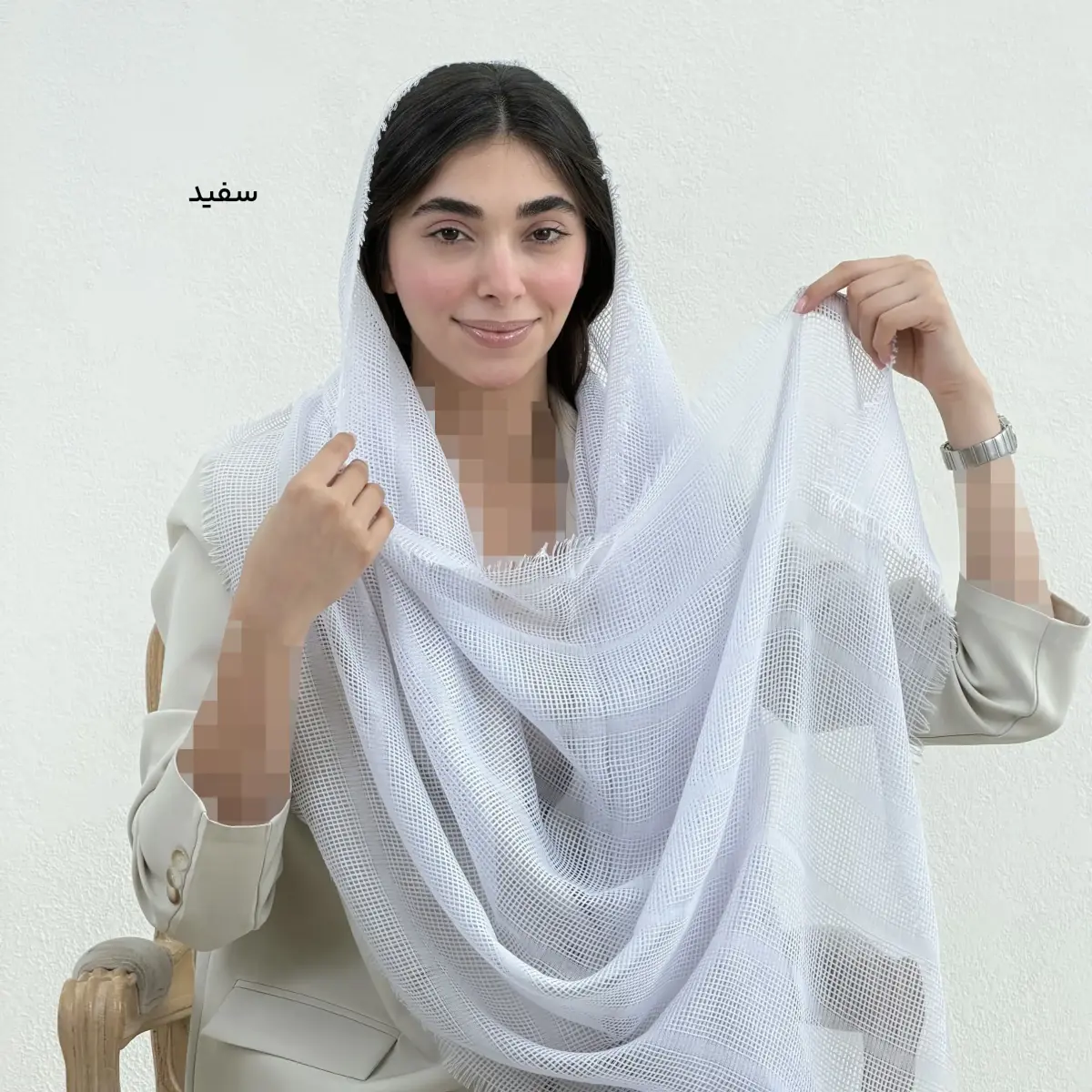 شال زنانه لینن حصیری | آی بولک