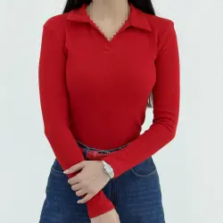 بلوز زنانه یقه شکاری کبریتی | آی بولک