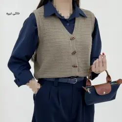 وست زنانه بافت دکمه چوبی | آی بولک
