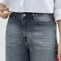 شلوار جین زنانه چیل کات طوسی آبی | آی بولک